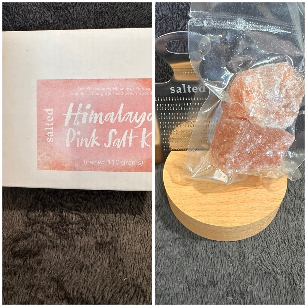 Himalayan Pink Salt Kit Table use salt, grater and stand